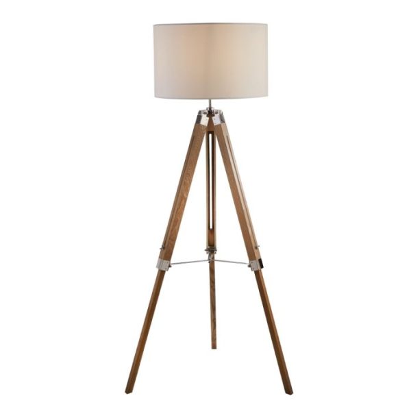 Light Wood Base Floor Lamp With Cream Linen Shade For Discount