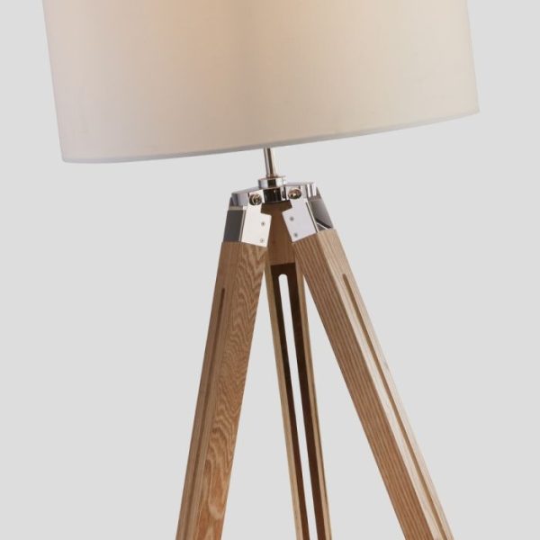 Light Wood Base Floor Lamp With Cream Linen Shade For Discount