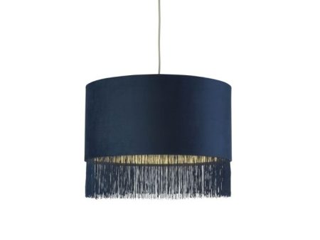 Velvet Fringe Navy Blue Light Shade For Sale