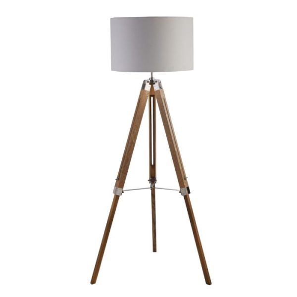 Light Wood Base Floor Lamp With Cream Linen Shade For Discount