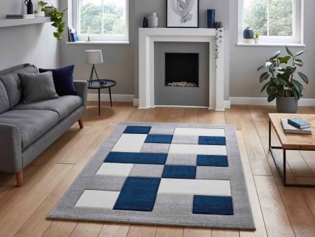 Brooklyn BRK04 Grey Navy Rug Discount