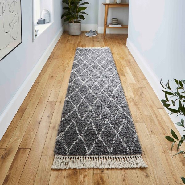 Boho 8280 Grey Runner Rug (60cm x 230cm) For Discount