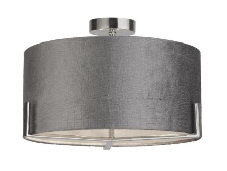 Texture Grey Velvet 3Lt Ceiling Light Fitting Hot on Sale