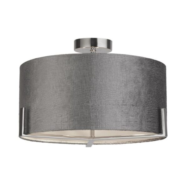 Texture Grey Velvet 3Lt Ceiling Light Fitting Hot on Sale