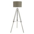 White Base Floor Lamp With Pale Grey Linen Shade Online