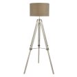 White Base Floor Lamp With Pale Grey Linen Shade Online