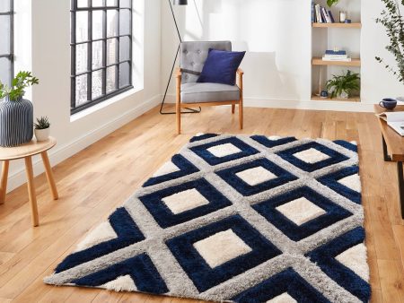 Olympia GR224 Grey Navy Geometric Rug Sale