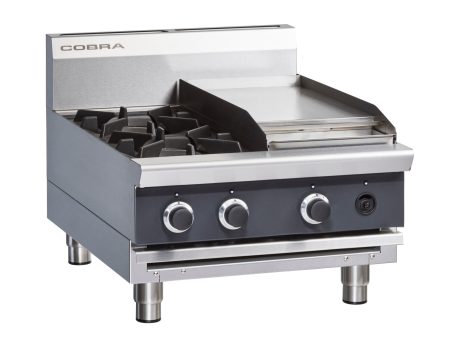 Cobra C6C-B 600mm Two Burner   Griddle Gas Cooktop - Bench Model on Sale