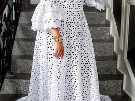 White Long Dresses Women Lace Floral Hollow Out Half Sleeve Elegant Female Big Size Boho Maxi Dress Party Prom Birthday Outfits Sale