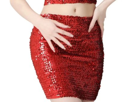 Women s Sequin Slim Fit Skirt Sparkle High Waist Stretchy Bodycon Mini Skirts Party Prom Nightclub Carnival Apparel For Sale