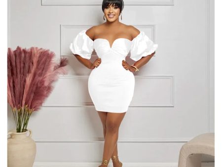 Women s Elegant Backless Puff Sleeve Ruched Bodycon Mini Dress Sexy Off the Shoulder Strapless Birthday Night Club Party Online