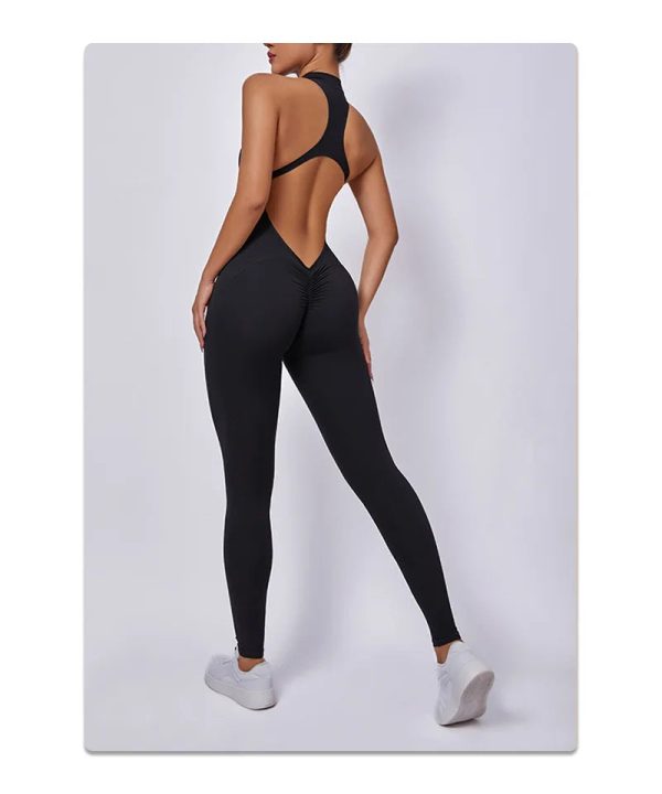 Women s New One-Piece Zipper Back Cutout Bodysuit Running Yoga Jumpsuit For Cheap