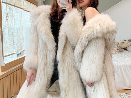 Winter fox fur imitation fur coat women s long new warm raccoon fur coat large size leisure windbreaker For Cheap