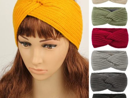 Winter Autumn Thicken Knitting Woolen Wide Headband Plush Lined Headwrap Turban Hairbands For Women Keep Warm Female Ear Warmers For Sale