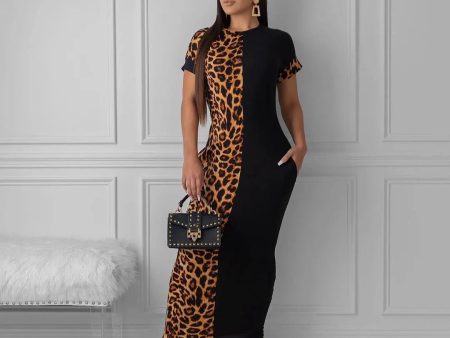 2019 Autumn Summer Women Fashion Leopard Print Bodycon Long Maxi Dress Sexy Club Party Dresses Vestidos  GLLD8600 Online Sale