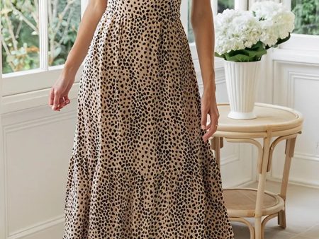 Vintage Chic Women Leopard Print V-neck Sleeveless Beach Bohemian Sundress Ladies Summer Sexy Backless Boho Maxi Dress Robe Online Hot Sale