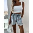 Wepbel Y2K Fashion Streetwear Short Jeans Women Summer Leisure Rhinestone Elastic Waist Denim Shorts Straight Short Jeans Online Hot Sale