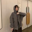 Women Hoodies  Autumn Retro Solid Color Zip Up Oversized Sweatshirts Harajuku Korean Version Long Sleeve Hooded Jackets Coat Online Sale