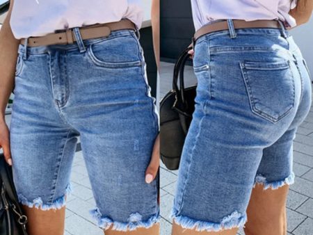 Women Summer Denim Shorts Ripped Hole Jeans Short Pants Ladies Solid Skinny Shorts For Sale